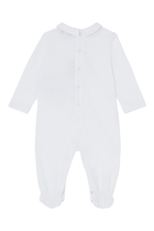 Teddy Bear-Embroidered Cotton Jumpsuit